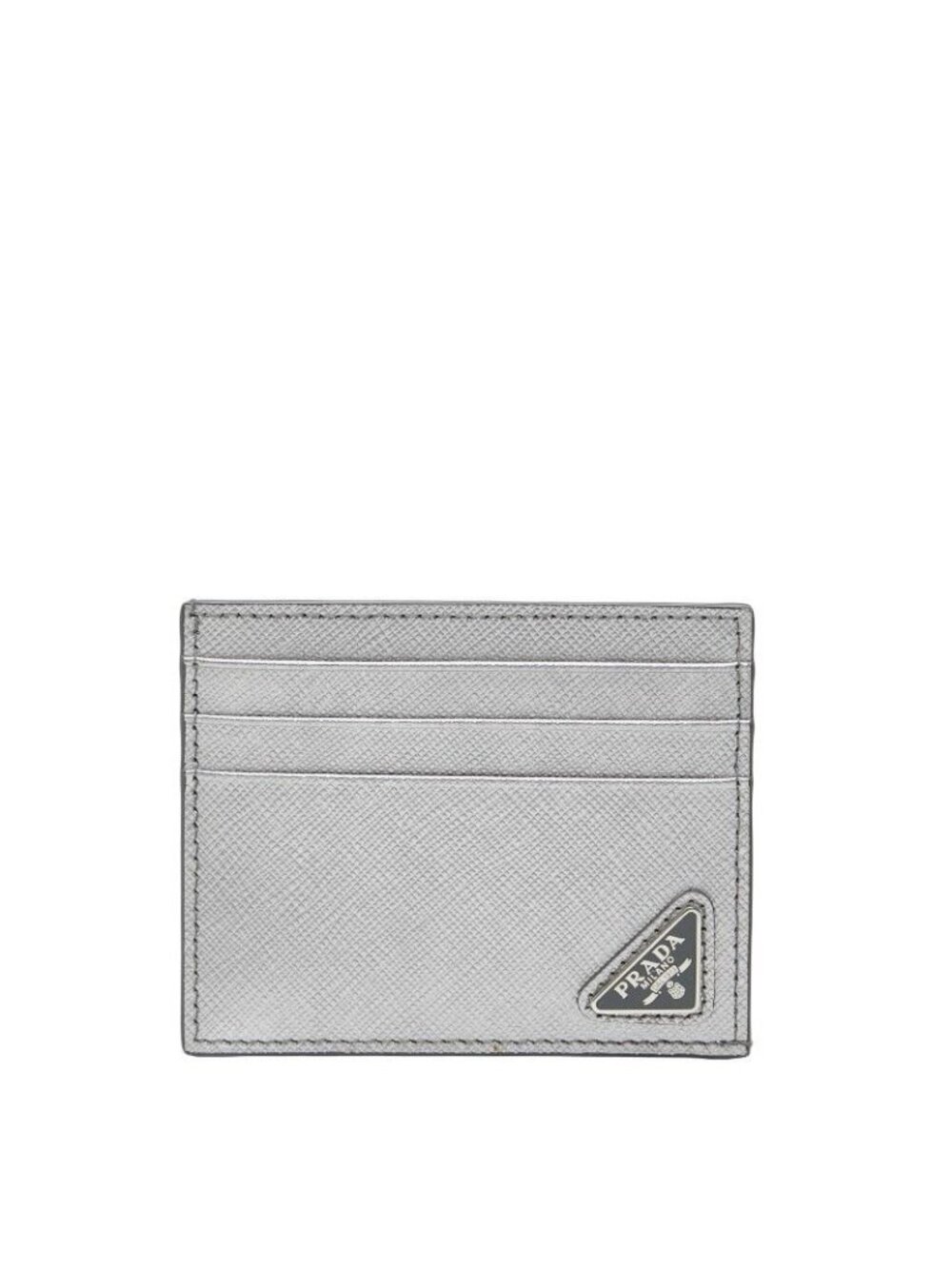 Prada Card Case Silver Leather